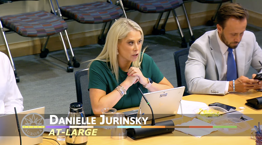 Councilmember Danielle Jurinsky speaking about the pit bull ballot resolution.