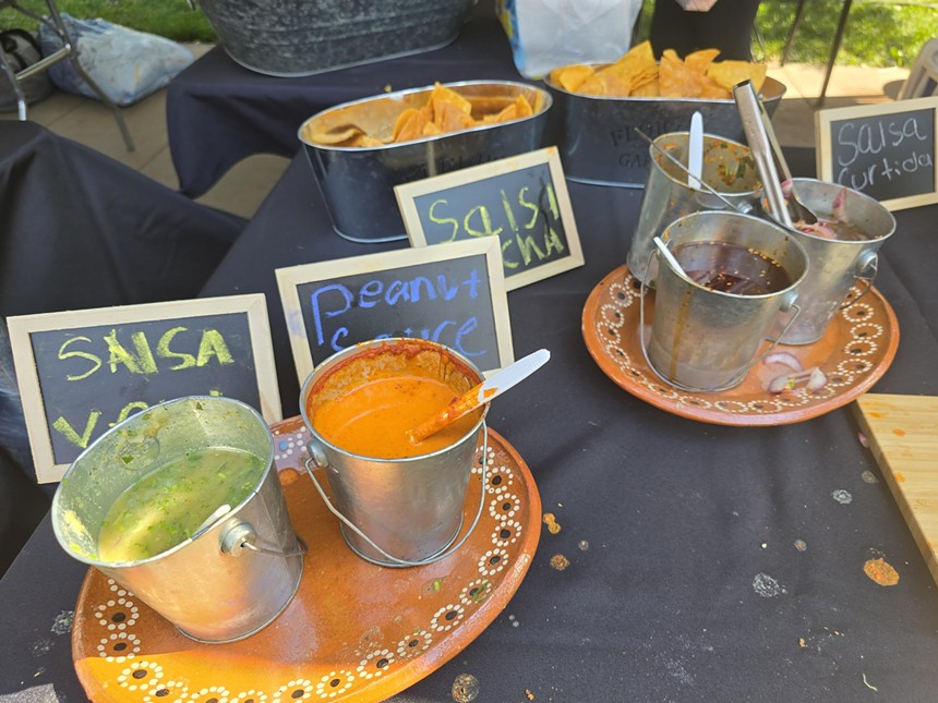 salsas in silver cups