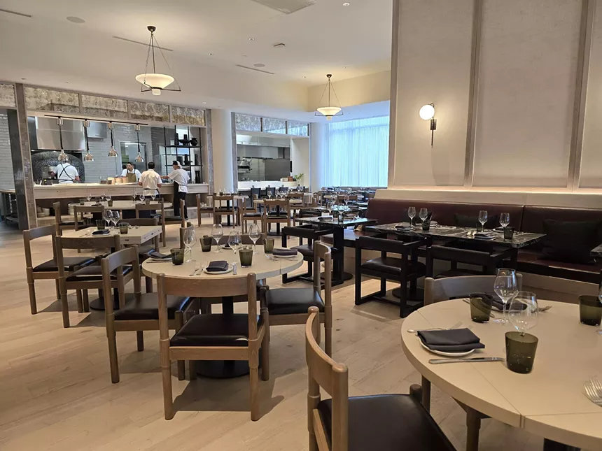 tables set in a dining room