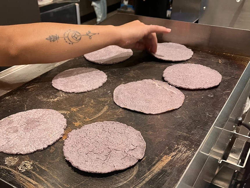 tortillas on a griddle