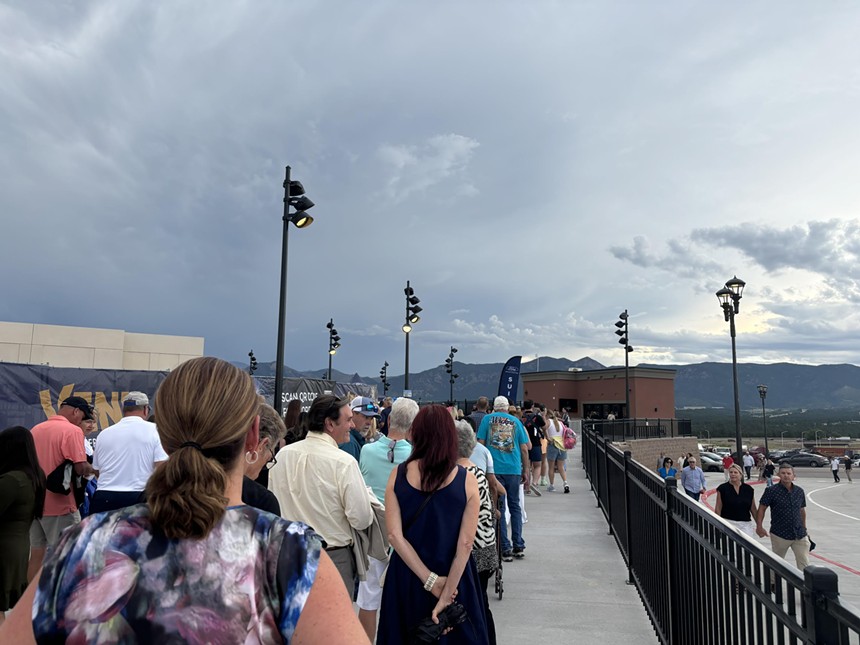 line to enter the Ford Amphitheater for its soft opening in Colorado Springs