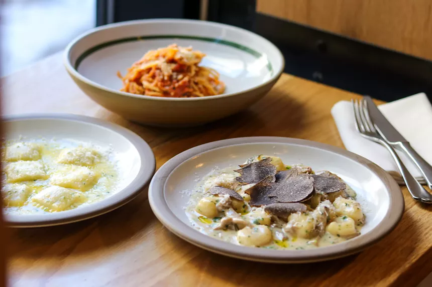 various pastas on plates