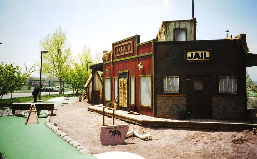 A replica of a Wild West saloon set at Colorado Journey Miniature Golf