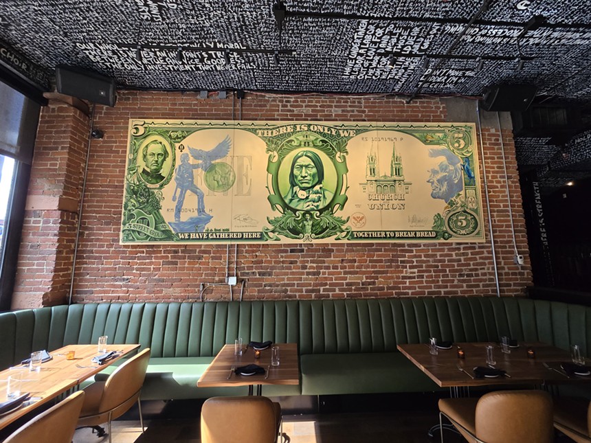 mural of a $5 bill