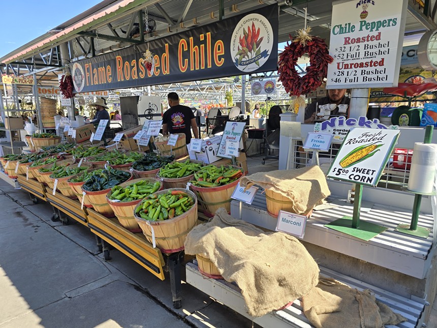 barrels of green chiles