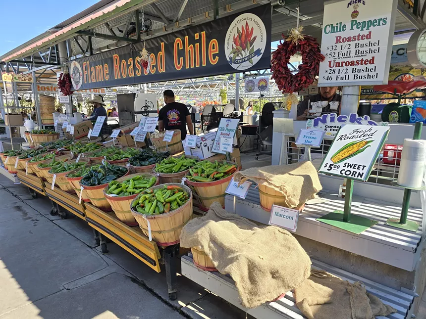 barrels of green chiles