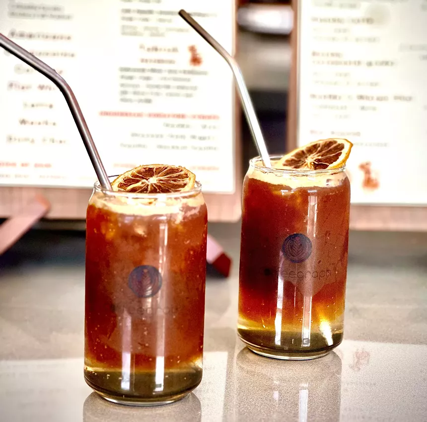 two iced coffee drinks