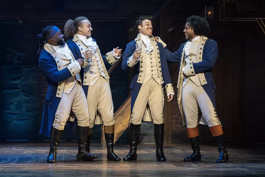cast of Hamilton musical on stage