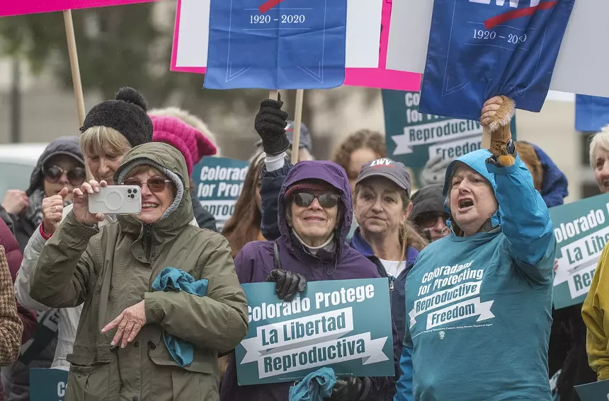 Advocates rally in support of Initiative 89: Right to Abortion during a press conference on April 18.