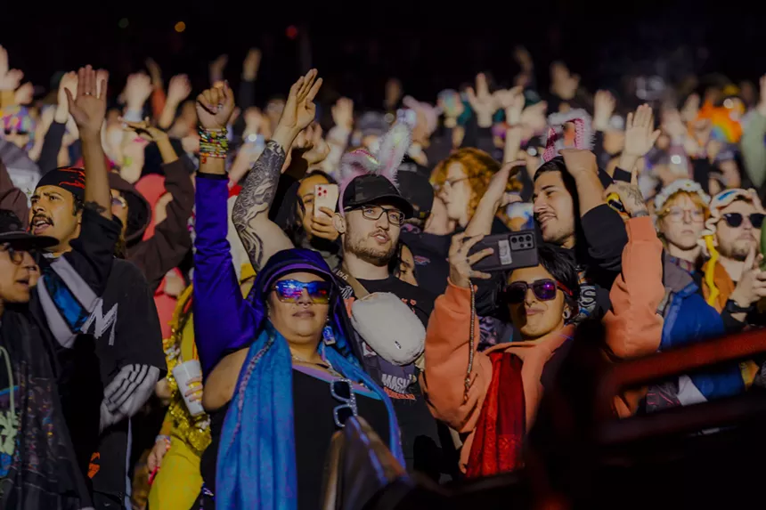 A photo showing concertgoers at Red Rocks.