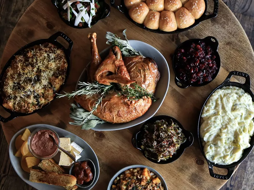 The Kitchen's Thanksgiving spread featuring turkey, mashed potatoes, stuffing and more