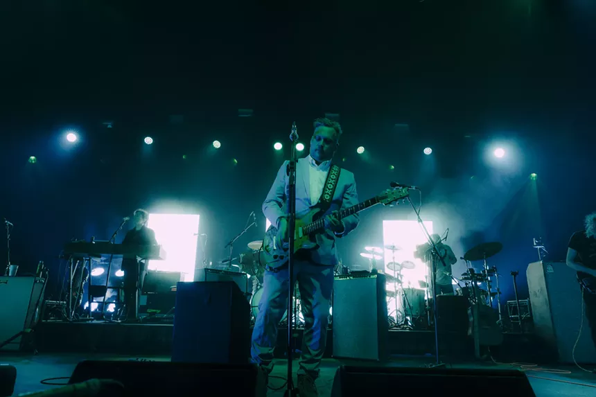 A photo of the music band Modest Mouse.