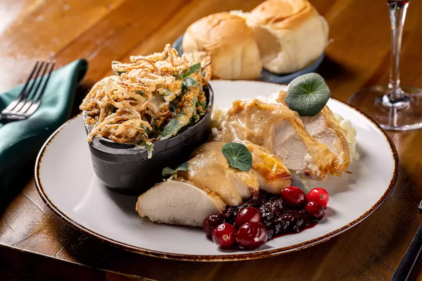 A Thanksgiving plate from Local Jones featuring turkey, cranberries and green beans