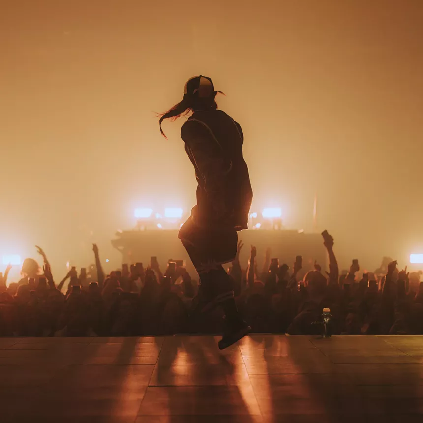 Billie Eilish performing in Denver.