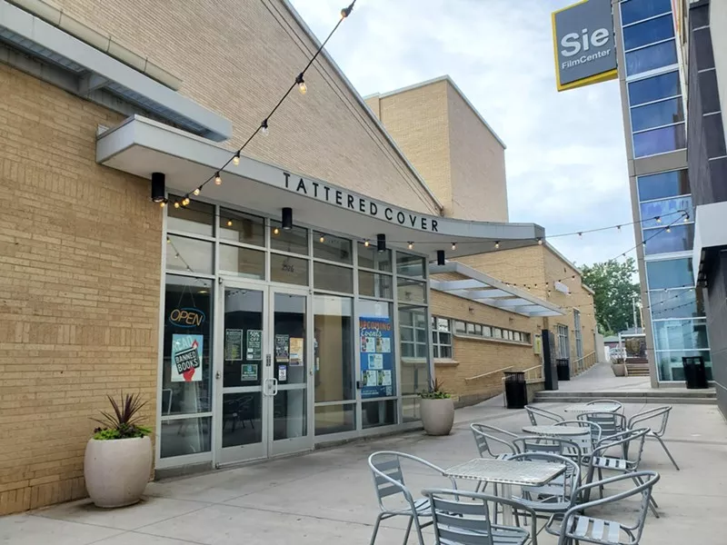 The front entrance of Tattered Cover's main store on East Colfax in Denver