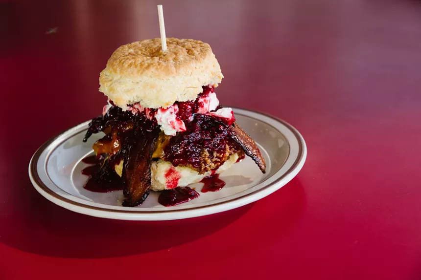 a biscuit sandwich with jam