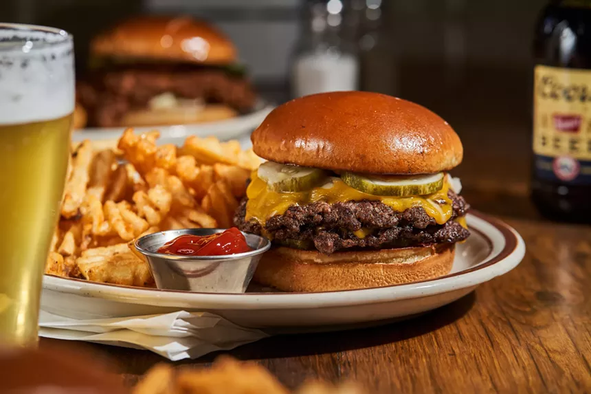 a cheeseburger and fries