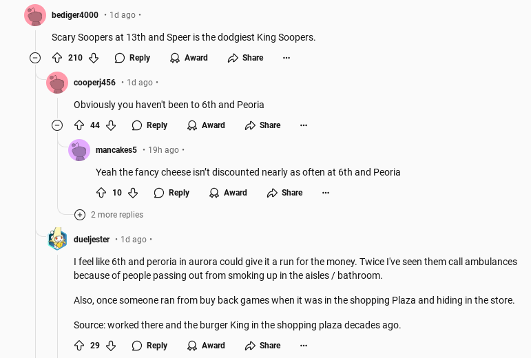 screenshot of reddit comments