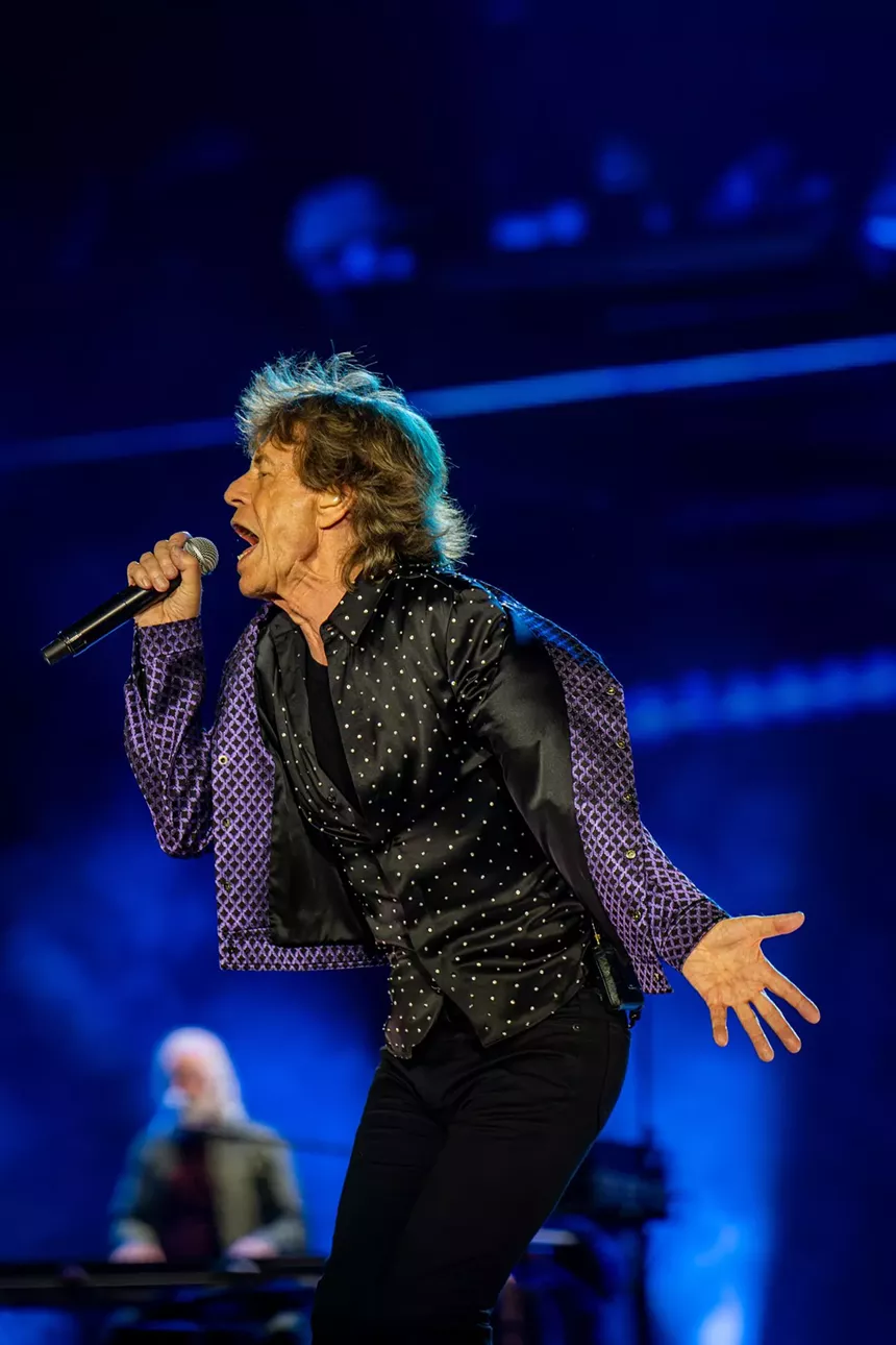 mick jagger of the rolling stones performing at empower field in denver