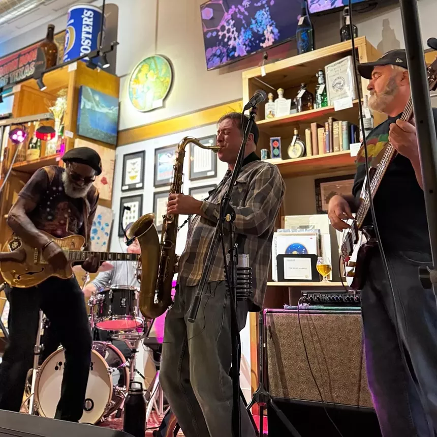 band performing in a venue