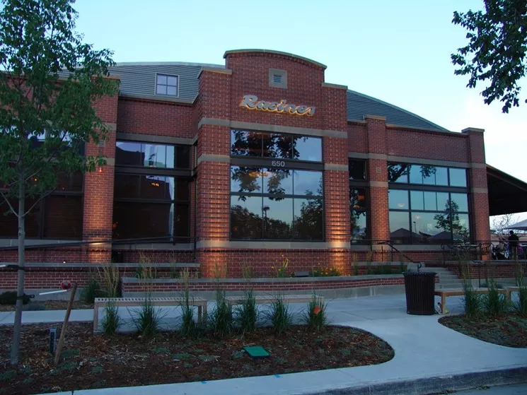 front of a brick building