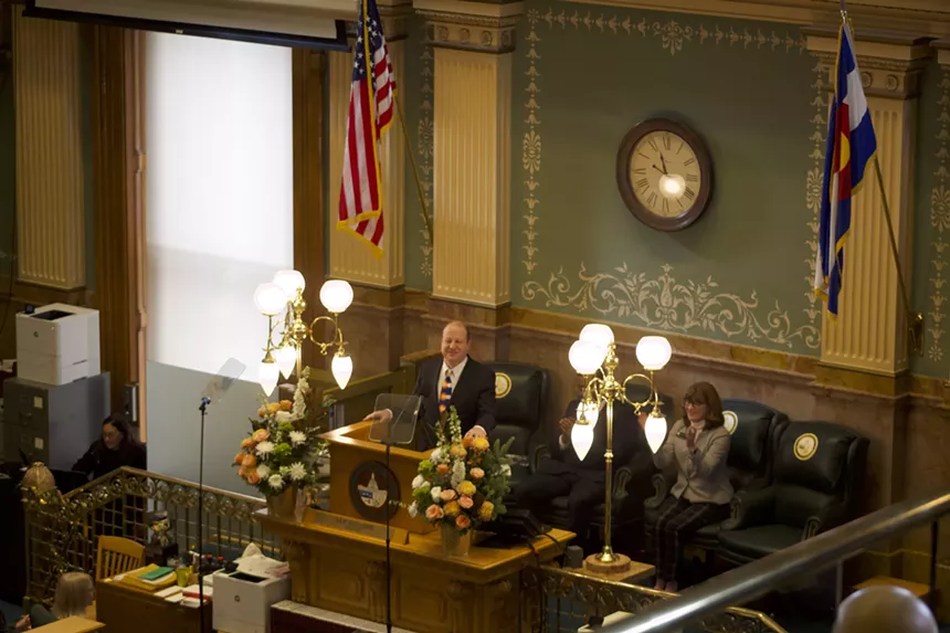 governor talking in state capitol