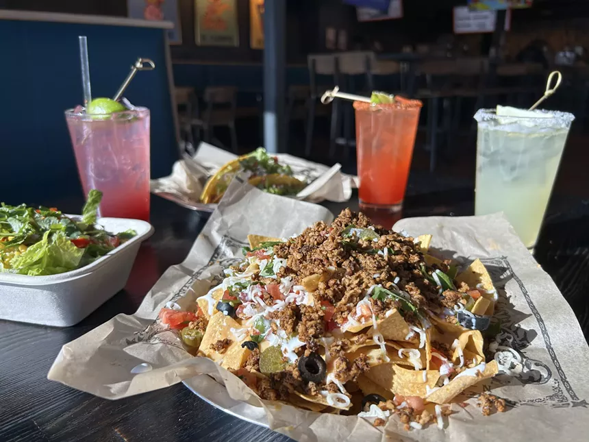 Three Illegal Pete's entrees made with Taco Night, plus three colorful mocktails