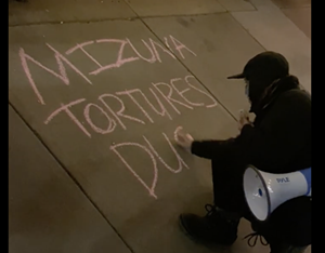 chalk protest over fois gras.