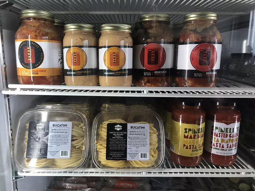 various products in a refrigerator case
