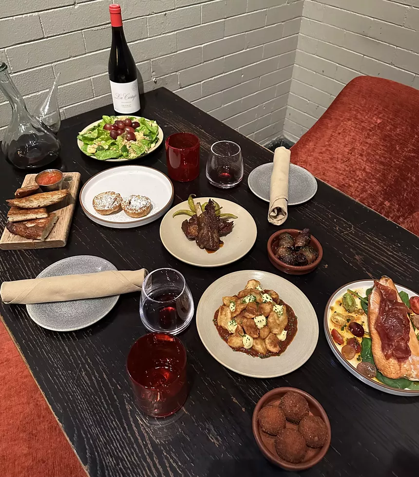 various food on plates