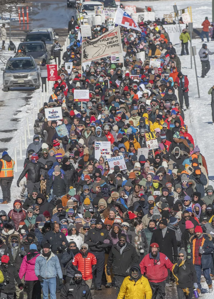 marchers in cold