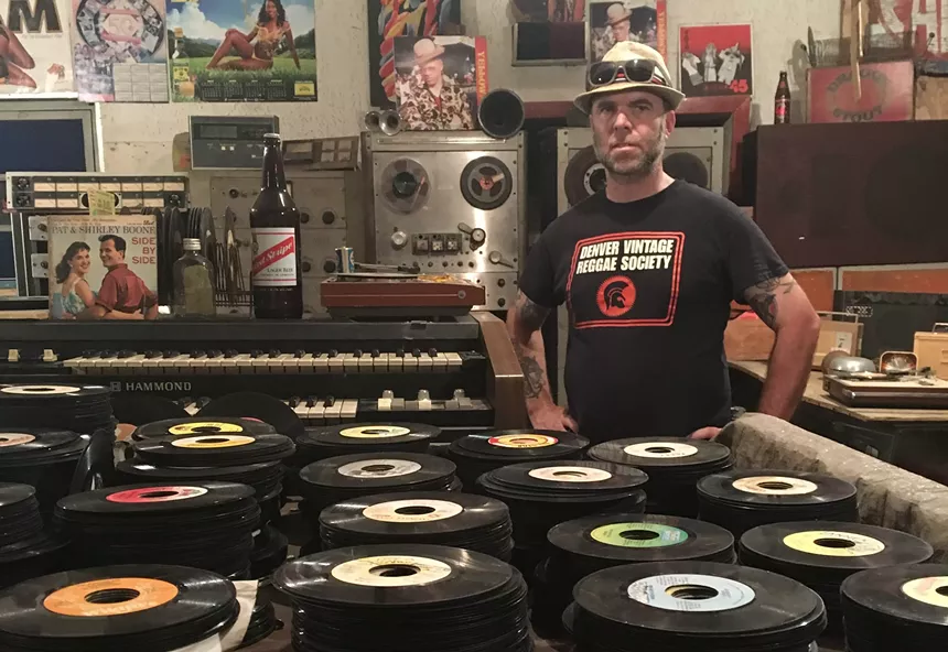 Scott Damnit with his record collection