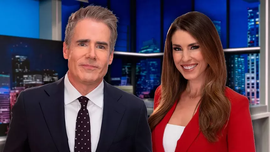 man and woman news anchors