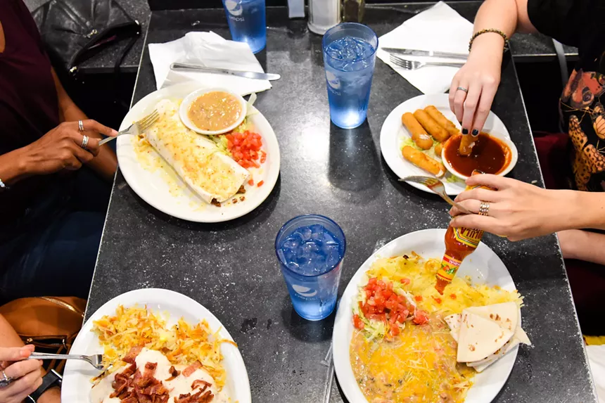 various diner dishes on a table
