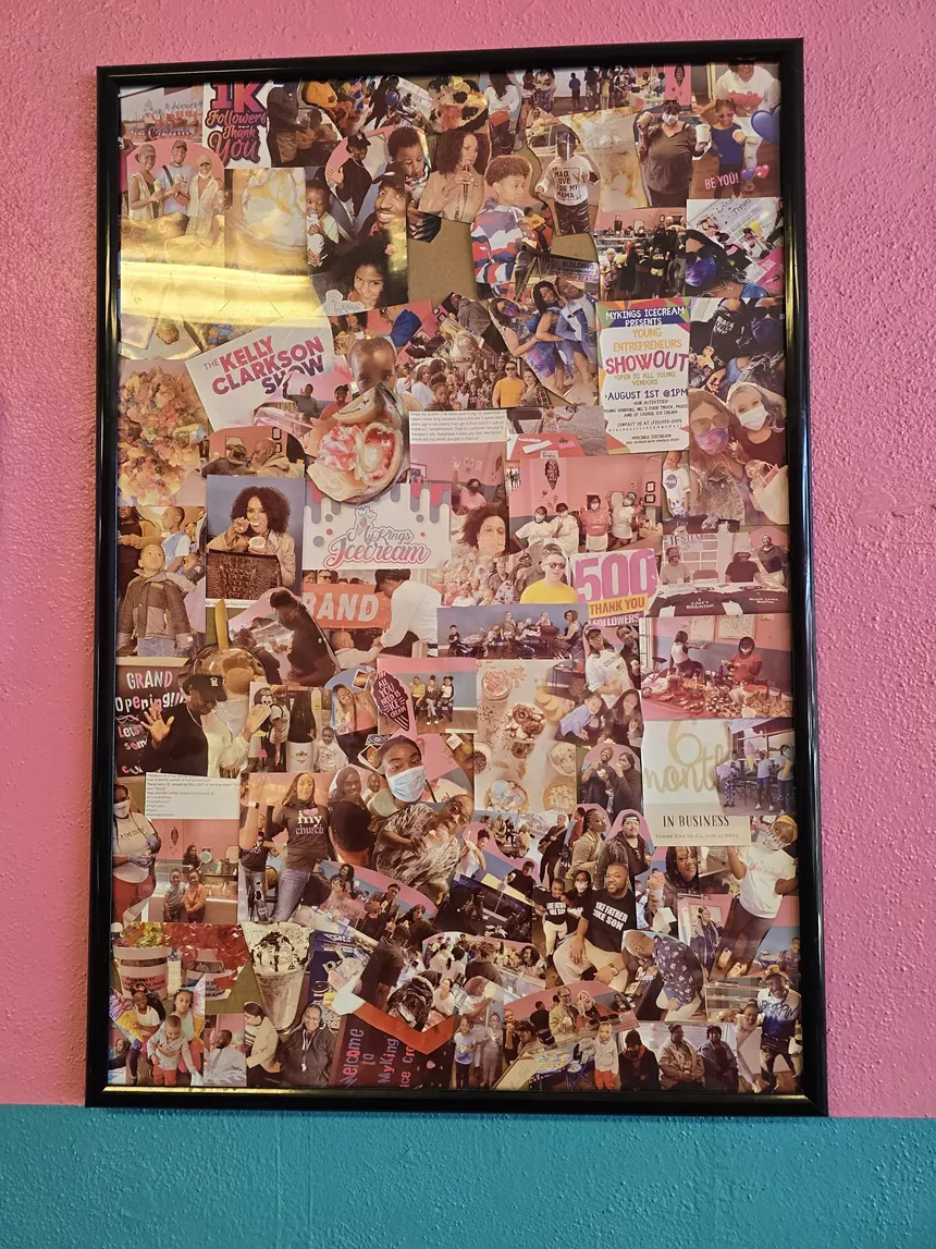 framed photo collage on a wall