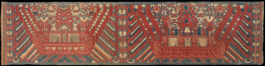 A large red tapestry