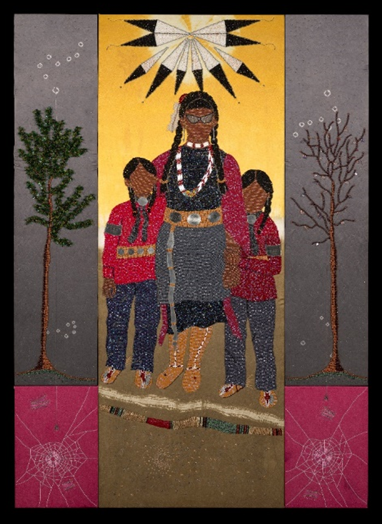 A beaded artwork