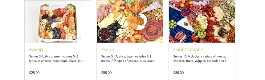 A food menu