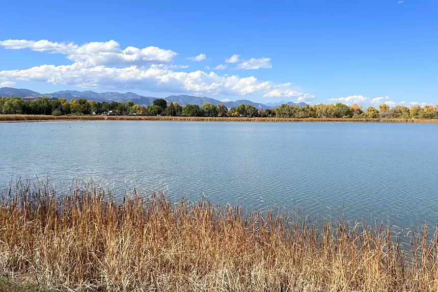 Crown Hill Lake backdropped by the Front Range