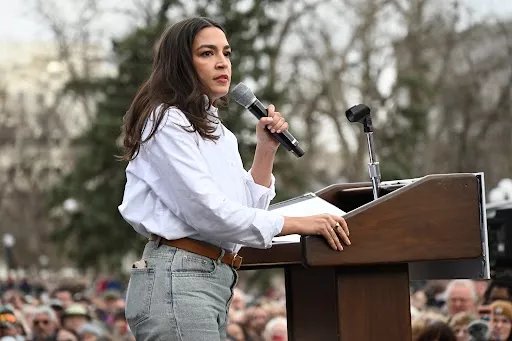 Alexandria Ocasio-Cortez gives speech in denver