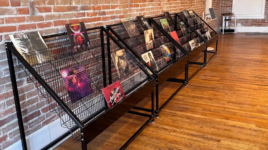 racks in a record store