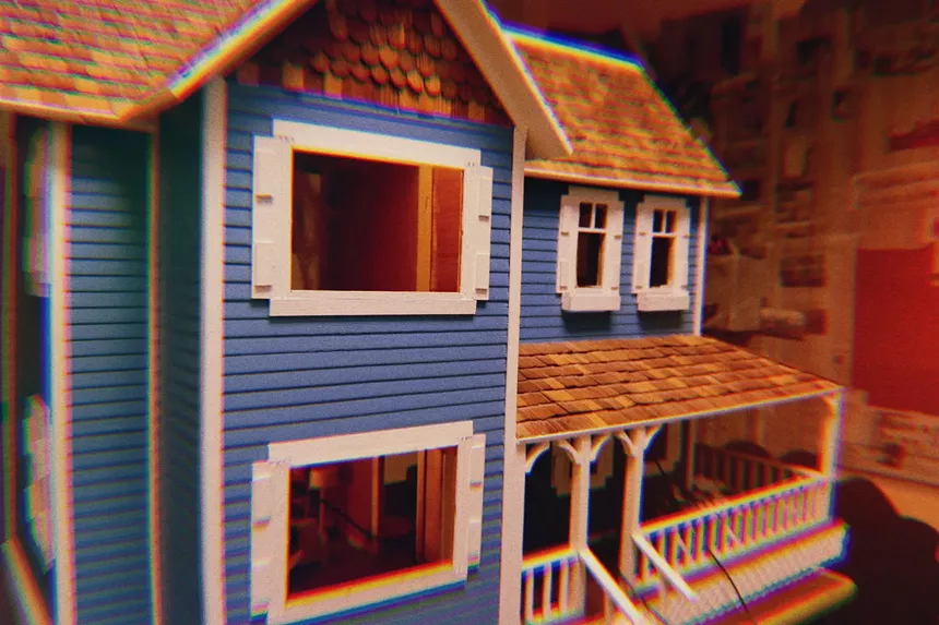 A blue house.