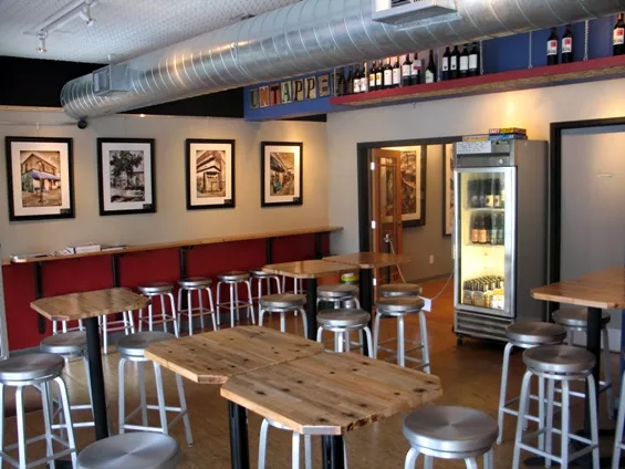 A bar with tables