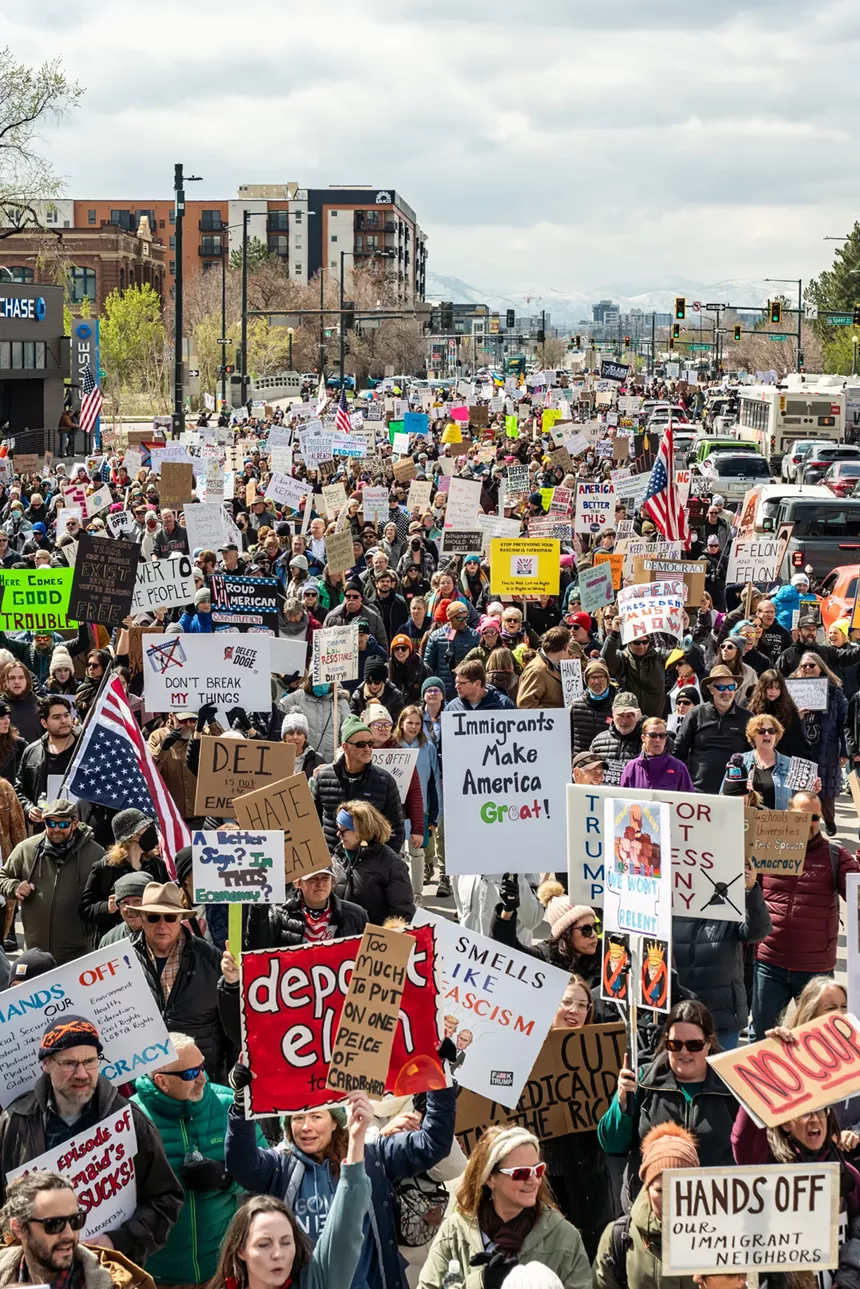 protesters in downtown