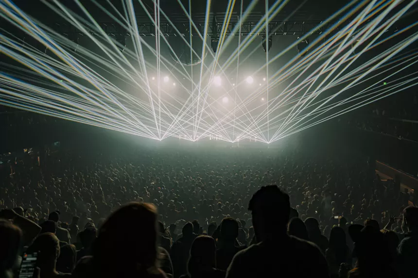 A photo of more lasers during Ben Böhmer's performance at Mission Ballroom in Denver, Colorado