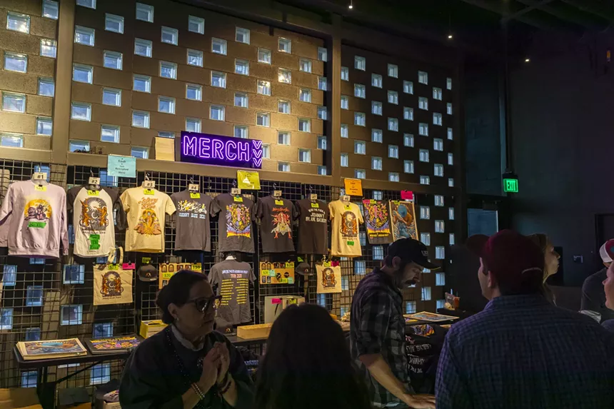 A photo of the merch table for Sturgill Simpson at Mission Ballroom.