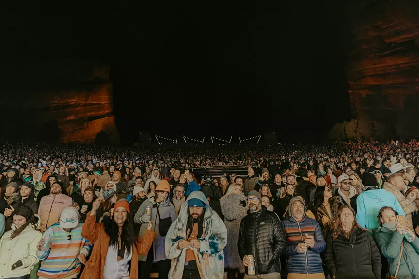A photo of fans at Red Rocks during Polo & Pan.