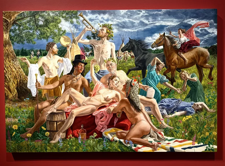 A group of people celebrate and socialize
