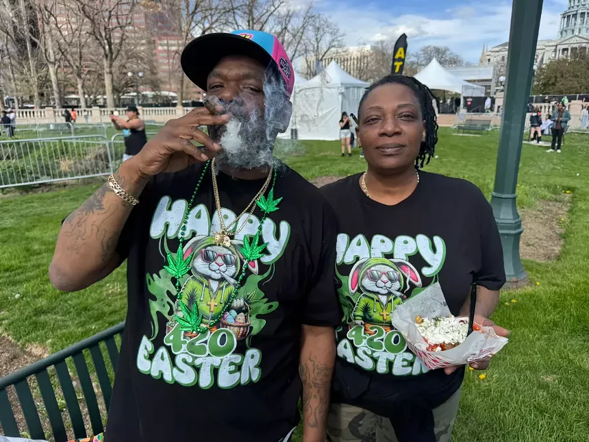A person smokes.