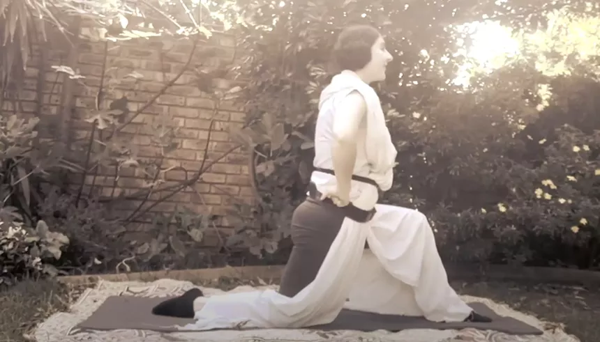 A person stretches